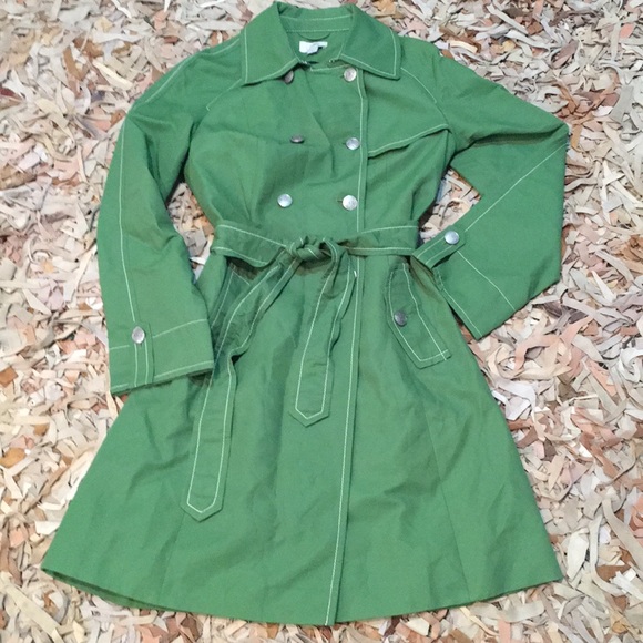 LOFT Jackets & Blazers - Loft green belted trench rain ☔️ coat Sz 8